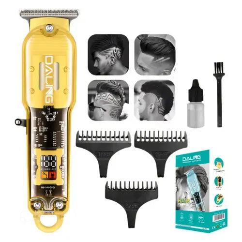 Daling™ DL-1585A Professional Hair Trimmer – Transparent Body with LED Display