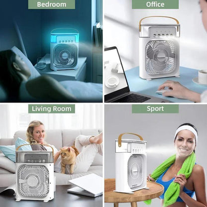 Personal Mini Air Cooler Fan with Mist & LED Night Light | 10-Inch Portable