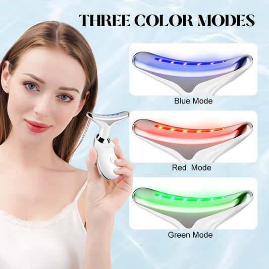 3-in-1 Face Lifting Massager – EMS Microcurrent + Red Light Therapy + Vibrating Neck & Eye Massager
