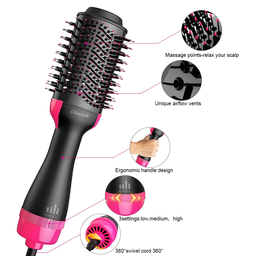 Multi-Function Hair Dryer Straightener Curler Comb