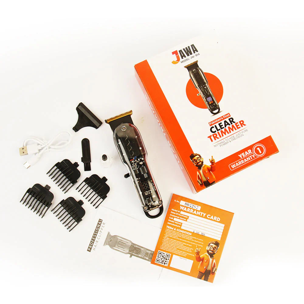 Jawa JW-814 Clear Trimmer — Transparent design with 1 year warranty