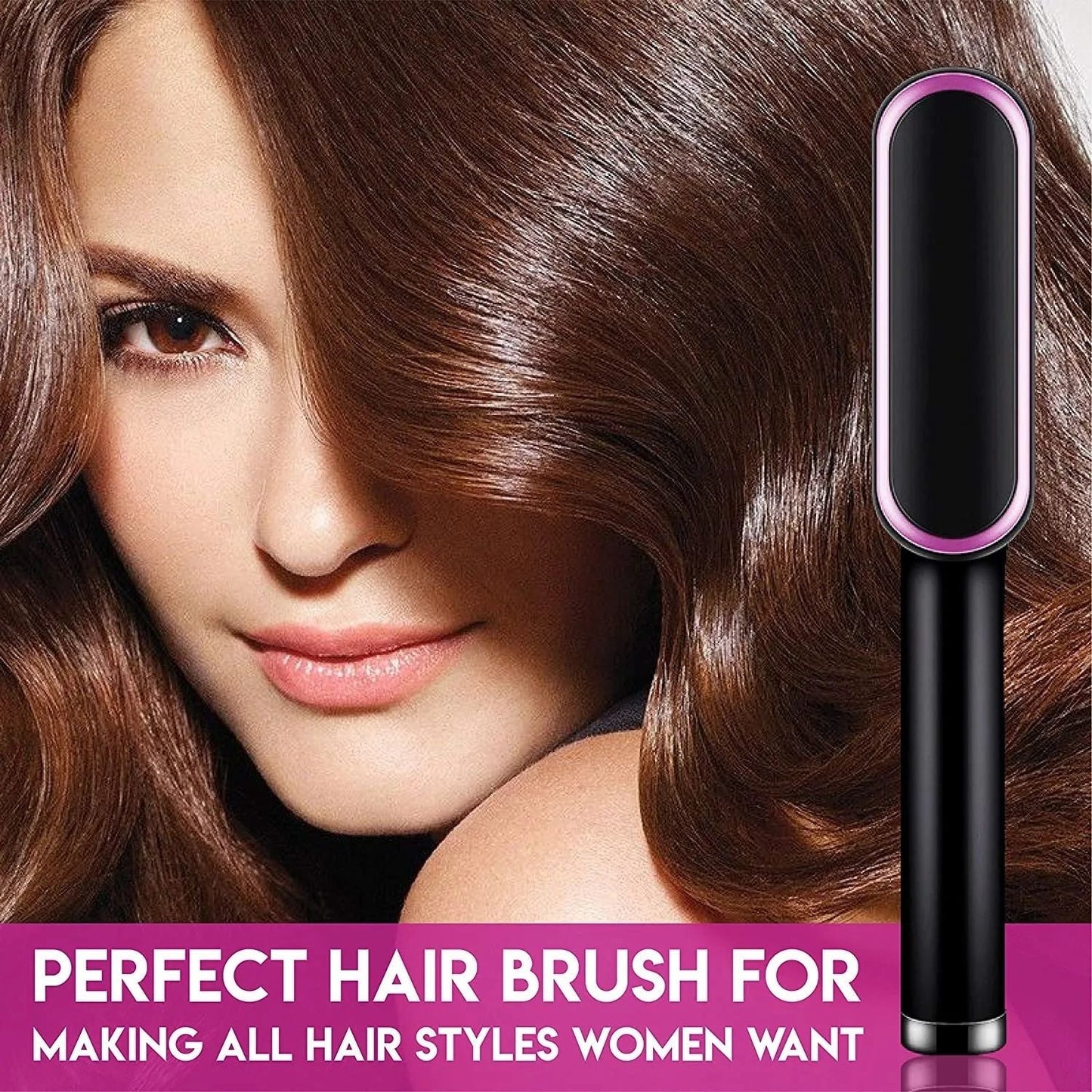 Hair Styling Combo – 909 Hair Straightener Brush + Self-Cleaning Anti-Static Comb