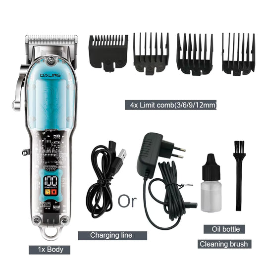 Daling Transparent Body Hair Trimmer – Cordless Electric Shaver & Barber Clipper