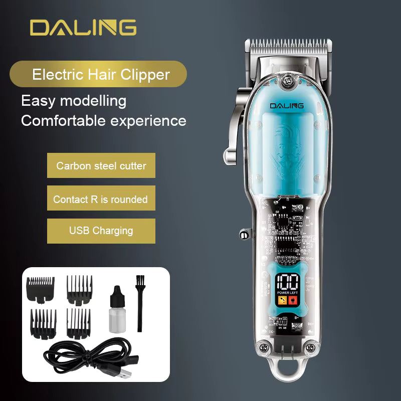 Daling Transparent Body Hair Trimmer – Cordless Electric Shaver & Barber Clipper