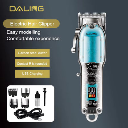Daling Transparent Body Hair Trimmer – Cordless Electric Shaver & Barber Clipper