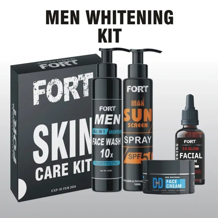 Men Extreme Brightening Glow Kit – Whitening Face Serum, Cream, Face-Wash & Sunscreen