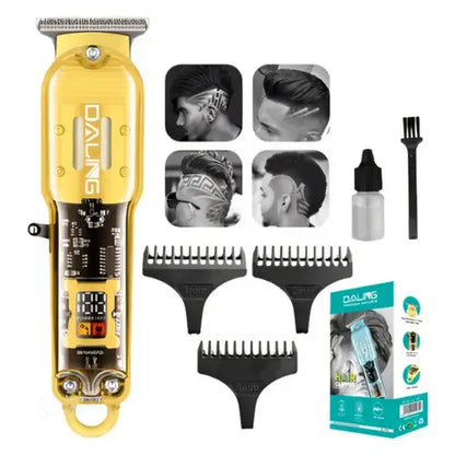Daling™ DL-1585A Professional Hair Trimmer – Transparent Body with LED Display