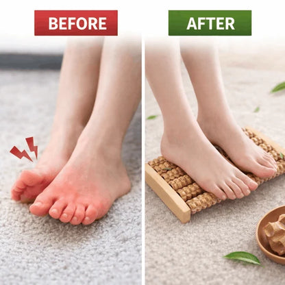 🦶 Wooden Foot Massager – Natural Reflexology Roller for Relaxation & Stress Relief