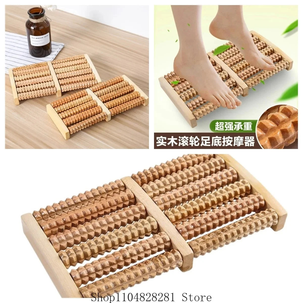 🦶 Wooden Foot Massager – Natural Reflexology Roller for Relaxation & Stress Relief