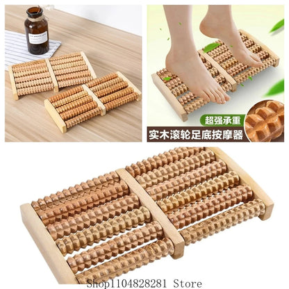 🦶 Wooden Foot Massager – Natural Reflexology Roller for Relaxation & Stress Relief