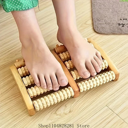 🦶 Wooden Foot Massager – Natural Reflexology Roller for Relaxation & Stress Relief