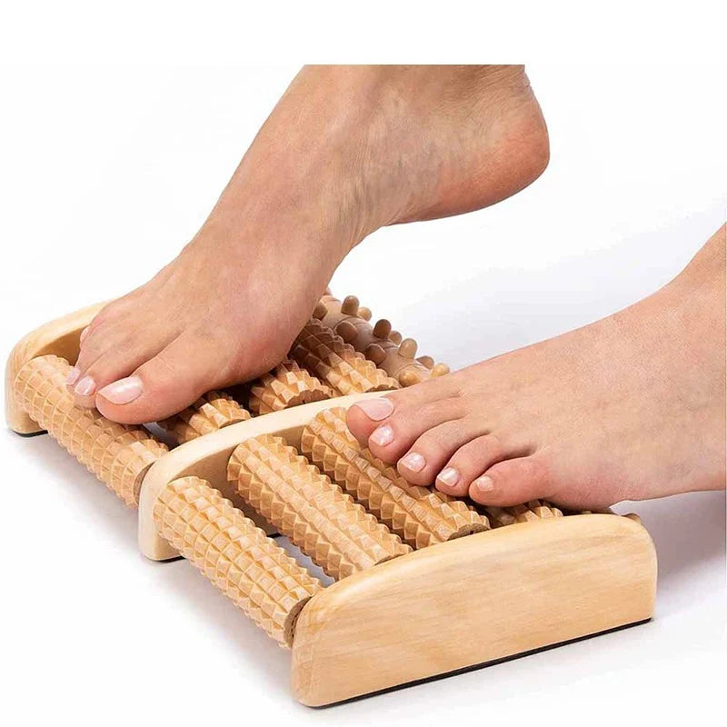 🦶 Wooden Foot Massager – Natural Reflexology Roller for Relaxation & Stress Relief