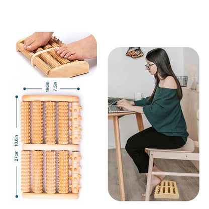 🦶 Wooden Foot Massager – Natural Reflexology Roller for Relaxation & Stress Relief