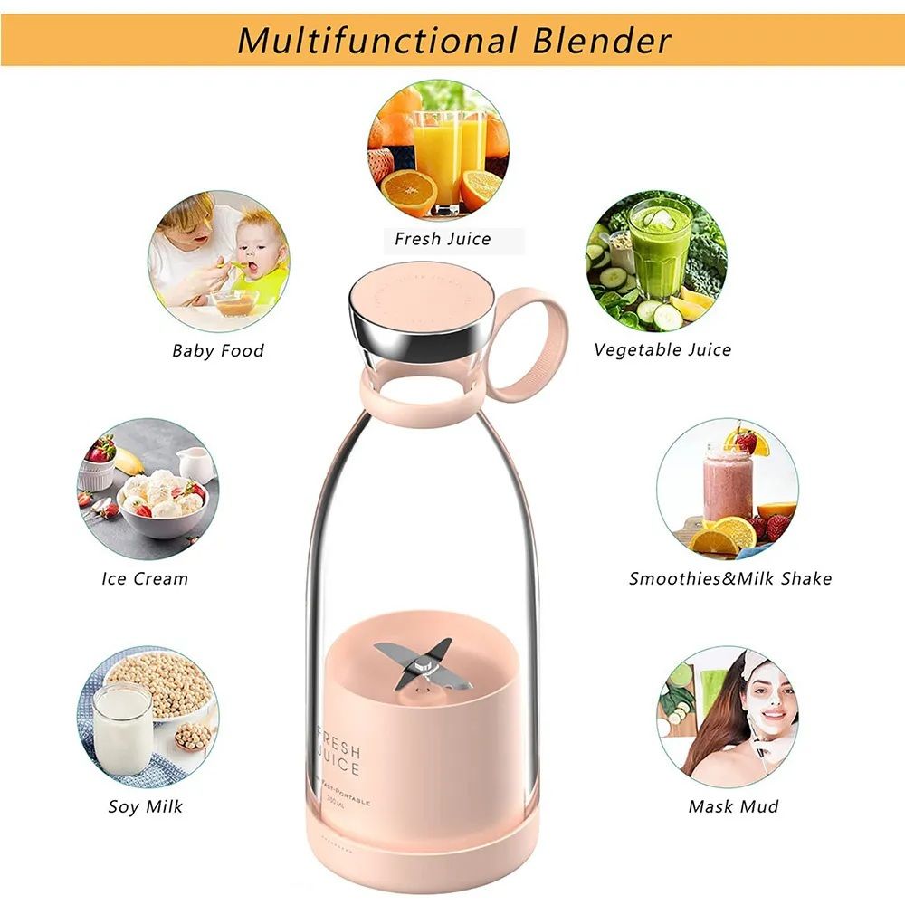 Mini Juicer Bottle - 380ml-Portable