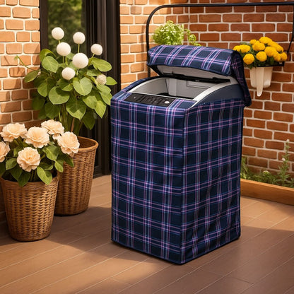 Washing Machine Cover WaterProof Fits 6kg - 19kg Navy Blue Plaid